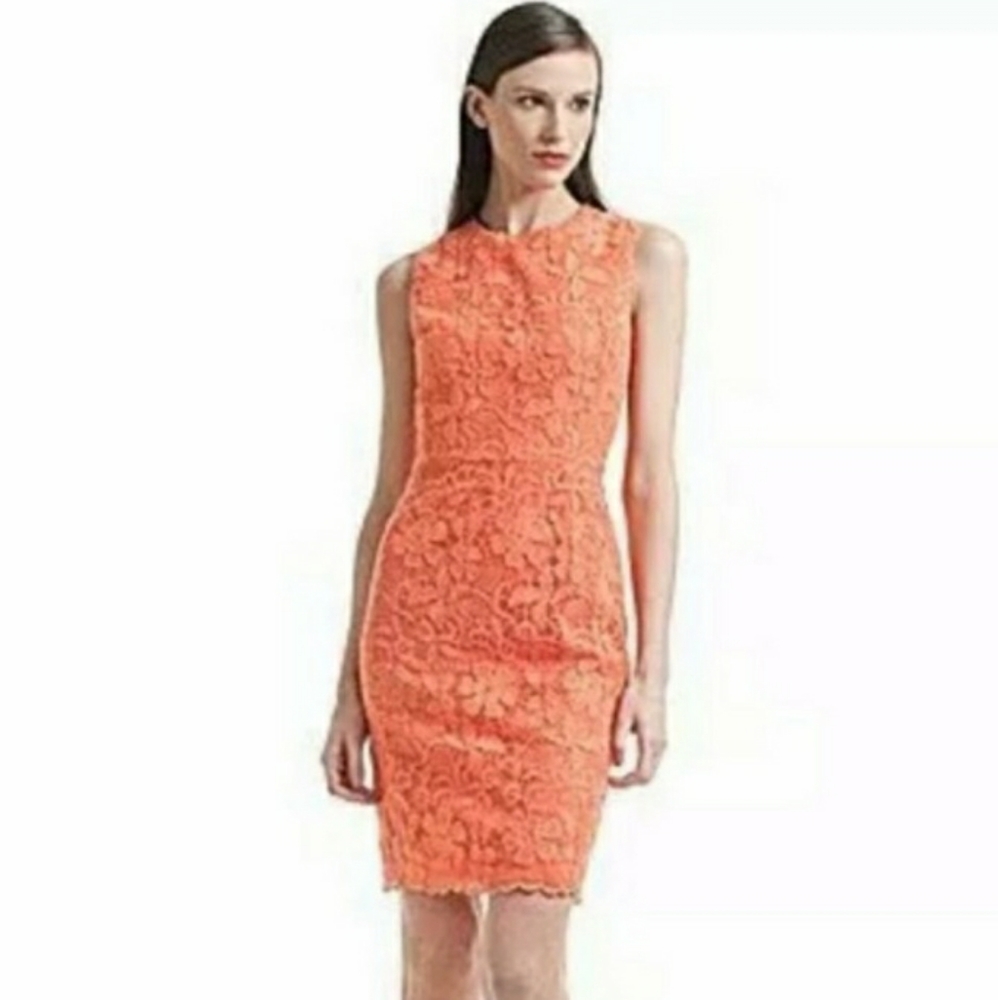 Badgley Mischka Orange Lace Dress